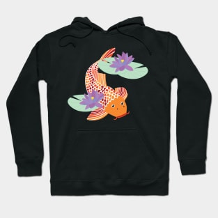 Koi Fish Swimming amongst Water Lilys Hoodie